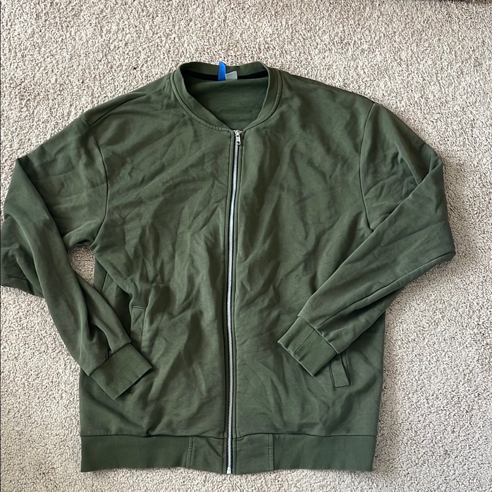 Olive Green Zip-Up Jacket